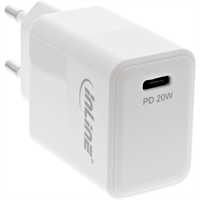 Caricabatterie USB PD InLine® USB-C singolo USB, alimentazione, 20W, bianco