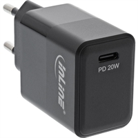 Caricabatterie USB PD InLine® USB-C singolo USB, alimentazione, 20W, nero