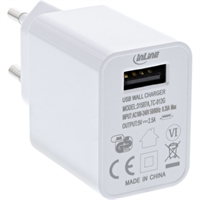 InLine® Alimentatore USB, caricabatterie, da 100-240V a 5V/2,5A, bianco