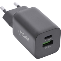 InLine® Alimentatore USB, caricatore, USB-A + USB Tipo-C, 33W, PD + QC