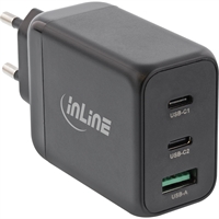 InLine® Alimentatore USB PD, caricatore GaN, 3 porte, doppia porta USB-C + USB-A