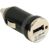 InLine® Alimentatore USB per Auto, In:12/24V, Out:USB 5V/1000mA, 45x25mm, nero
