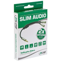 InLine® Basic Cavo Audio sdoppiatore 2x Jack 3,5mm M / F, 0,15m, Slim, stereo