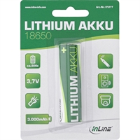 InLine® Batteria al loni di litio 3,000mAh, 18650