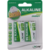 InLine® Batteria Alcalina High Energy, 9V Block 6LR61, Blister 2pz.