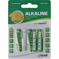 InLine® Batteria Alcalina High Energy, ministilo AAA LR03, 1,5V, Conf. 10pz