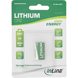 InLine® Batteria Litio High Energy, CR2, 3V 850mAh, Blister 1pz.