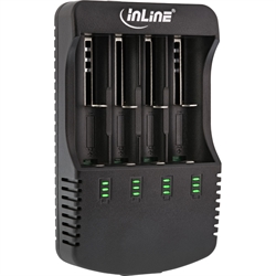 InLine® Caricabatterie per batterie al litio, NiCd, NiMH, con funzione Powerbank