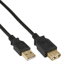 InLine® Cavo USB 2.0 A maschio / A femmina, prolunga, dorato, nero, 0,5m