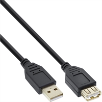 InLine® Cavo USB 2.0 A maschio / A femmina, prolunga, dorato, nero, 10m