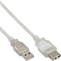InLine® Cavo USB 2.0 A maschio / A femmina, prolunga, dorato, trasparente, 0,5m