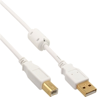 InLine® Cavo USB 2.0 A maschio / B maschio, 0,5m, Ferrite, dorato, bianco