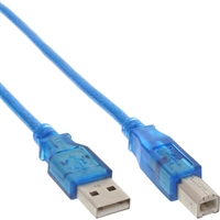 InLine® Cavo USB 2.0 A maschio / B maschio, blu Trasparente, 3m