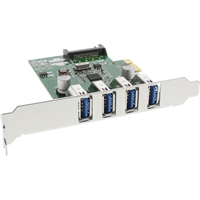 InLine® Host-Controller USB 3.0 PCIe, 4x porte est., aliment. 4pin, Renesas Chip