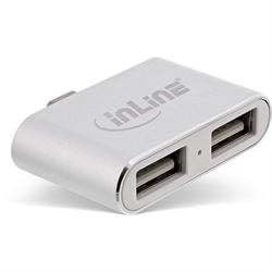 InLine® Mini USB 2.0 Hub, USB Type-C maschio a 2x USB A femmina, argento