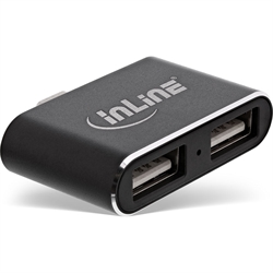 InLine® Mini USB 2.0 Hub, USB Type-C maschio a 2x USB A femmina, nero
