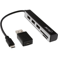 InLine® OTG Card Reader SDXC e microSD, 3x Hub USB 2.0, adattatore A - Micro B, Android