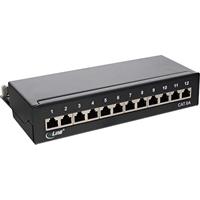 InLine® Patch Panel Cat.6A, 12-porte, per guida DIN in server rack, nero