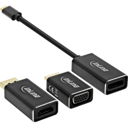 InLine® Set 6-in-1 Conv. Video, USB Type-C M a DP 4K/60Hz, HDMI, VGA, nero, 0,2m