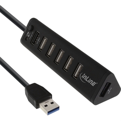 InLine® Smart Hub 6x USB 2.0 & 1x USB 3.0 con ricarica veloce (2,1A) nero