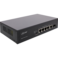 InLine® Switch di rete Gigabit PoE+ 5 porte (4x PoE+), 1xSFP, 1Gb/s, desktop