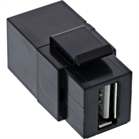 InLine® USB 2.0 Keystone Snap-In Insert, USB-A F/F, angolato, nero