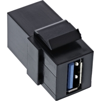InLine® USB 3.0 Keystone Snap-In Insert, USB-A F/F, angolato nero