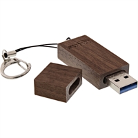 InLine® USB 3.0 Pendrive 32GB, l.90MB/s, s.50MB/s, legno di noce, portachiavi