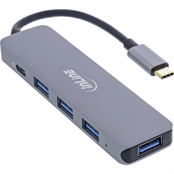 InLine® USB 3.2 USB-C Multi Hub (4x USB-A 5Gb/s + USB-C (Dati/PD 87W)