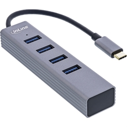 InLine® USB-C 3.2 Multi Hub (4x USB-A 5Gb/s), OTG, custodia in alluminio