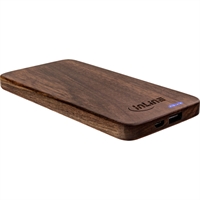 InLine® woodplate USB x2 Power Bank, 5000mAh, corpo in puro legno di noce