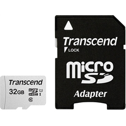 Micro SD (T-Flash) 32GB 300S UHS-I U1 Transcend con adattatore(TS32GUSD300S-A)