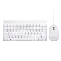 Perixx PERIDUO-212 DE, mini tastiera e mouse, cavo USB, Layout Tedesco, bianco